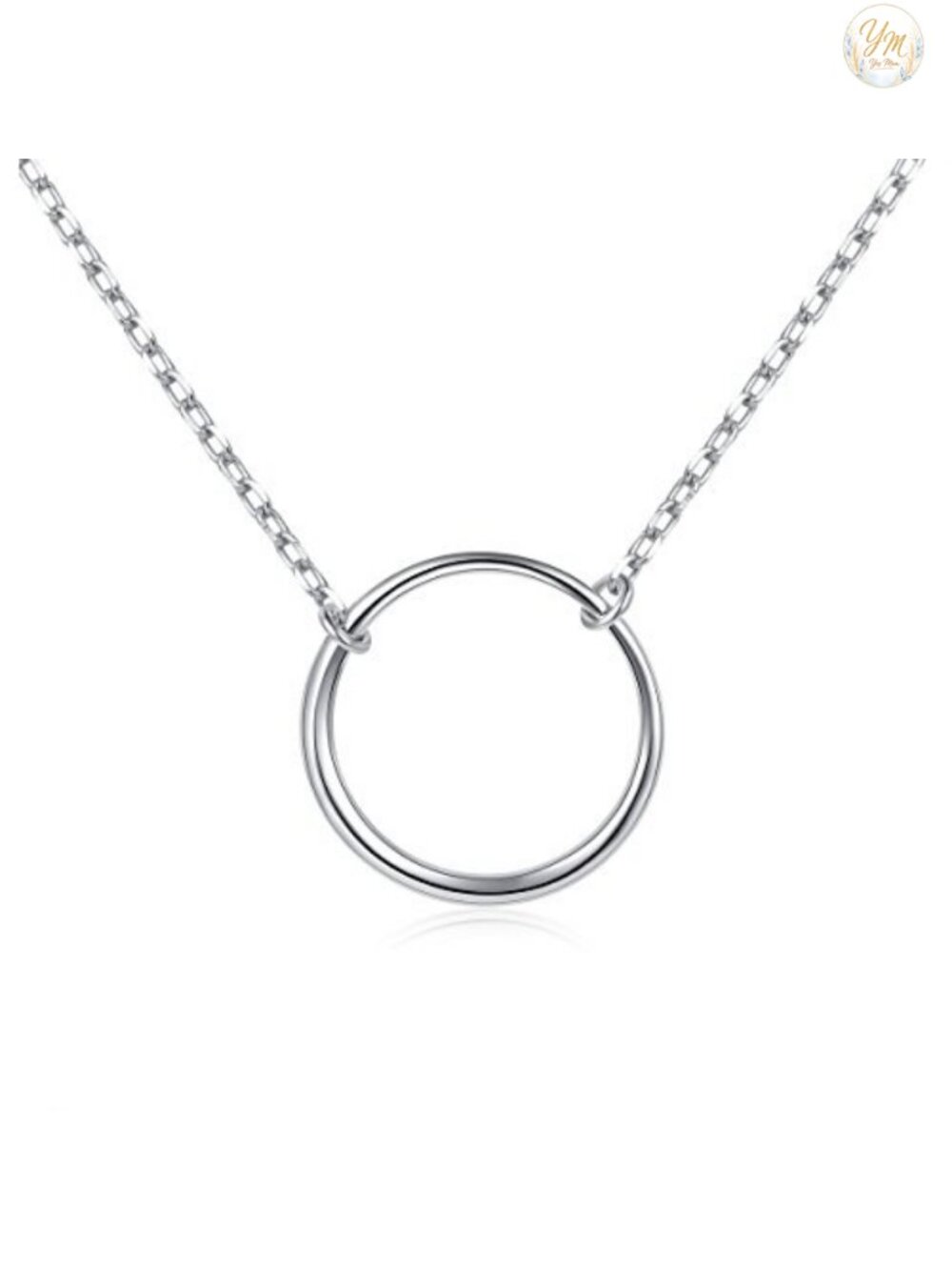 Ladytree 925 Sterling Silver Open Circle Necklace - Cubic Zirconia